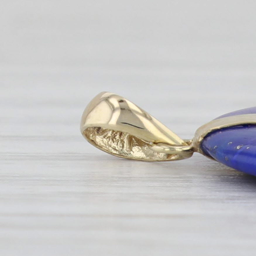 Light Gray Chinese Good Luck Blue Lapis Lazuli Hololith Pendant 14k Yellow Gold