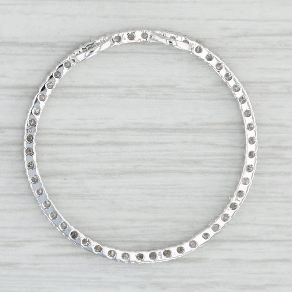 Light Gray 0.88ctw Diamond Circle Pendant 10k White Gold Floating Drop