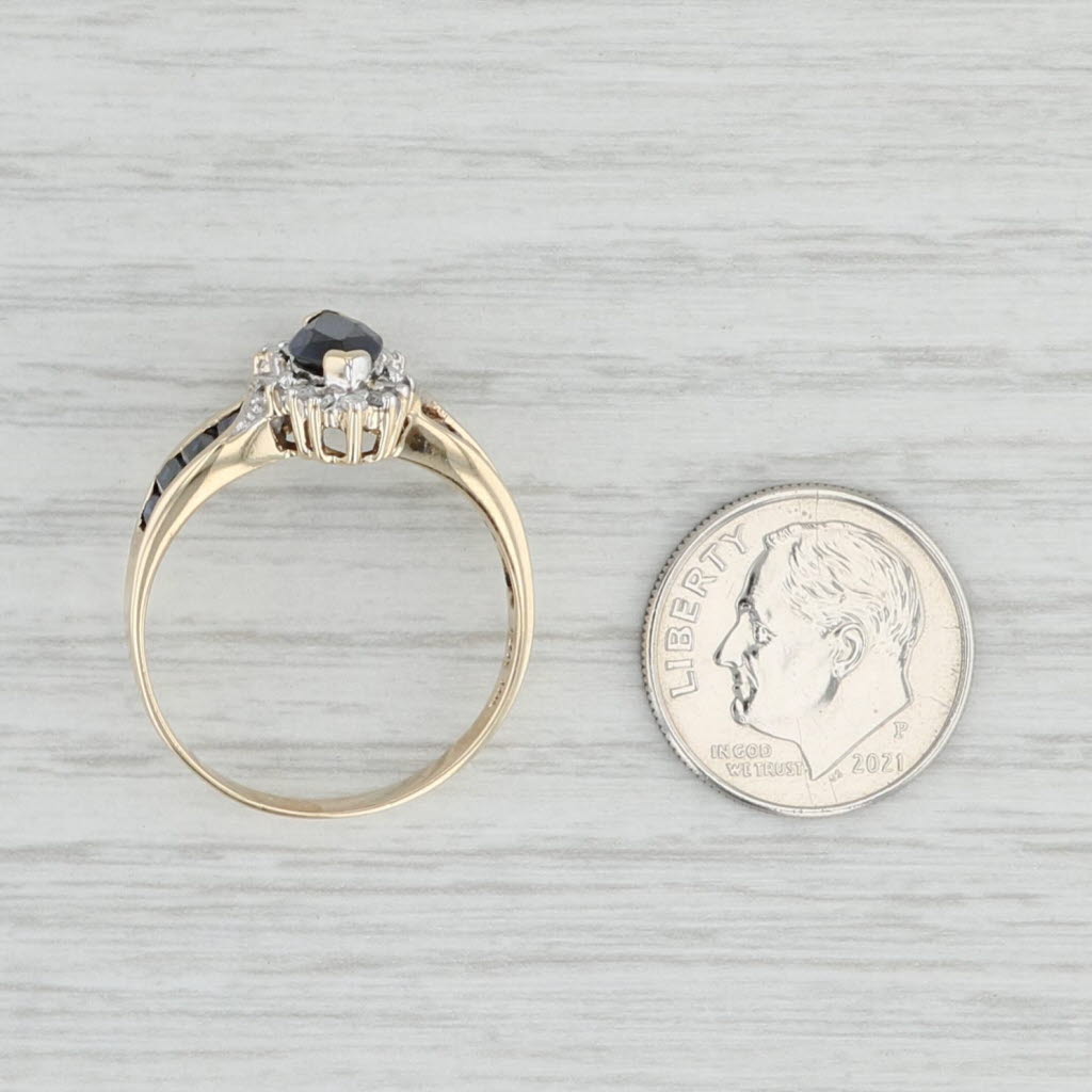 Light Gray 2.50ctw Marquise Lab Created Blue Sapphire Diamond Halo Ring 10k Gold Size 10