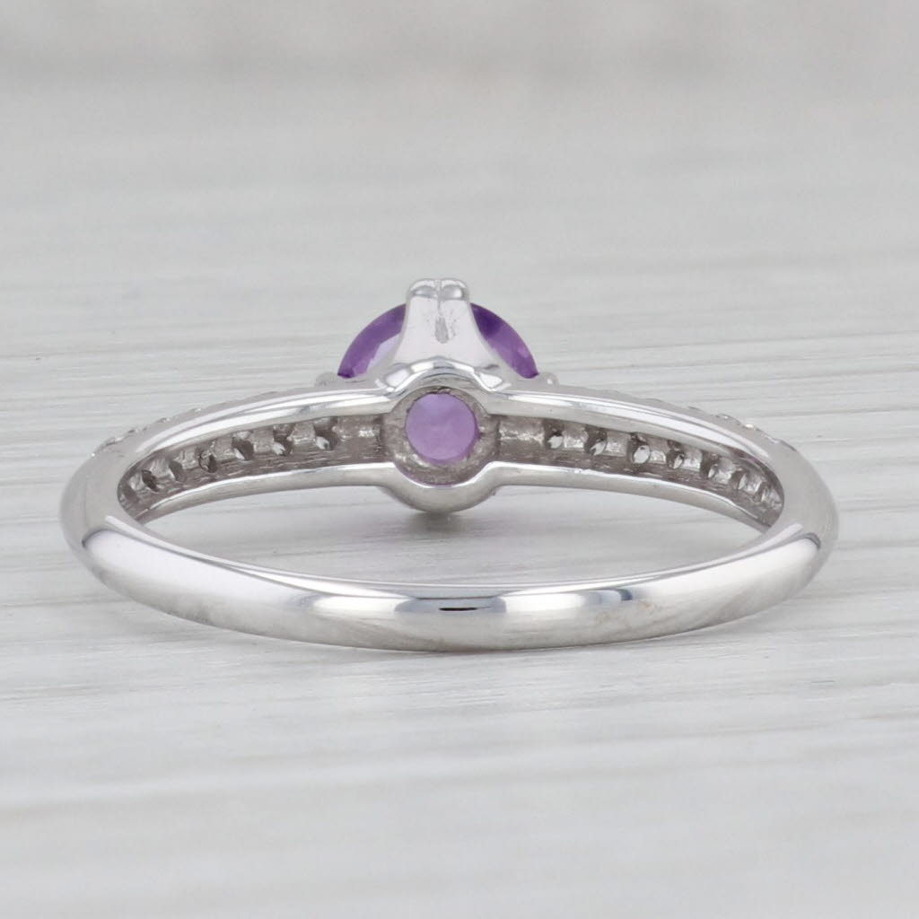 Gray 0.84ctw Amethyst Cubic Zirconia Ring 14k Gold Engagement February Birthstone