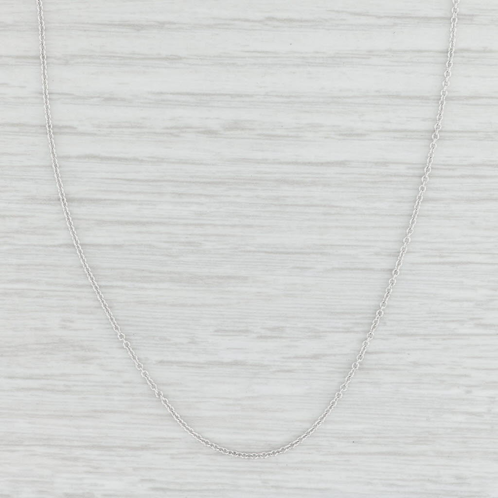 Light Gray 15.5" Cable Chain Necklace 14k White Gold 1.2mm Lobster Clasp