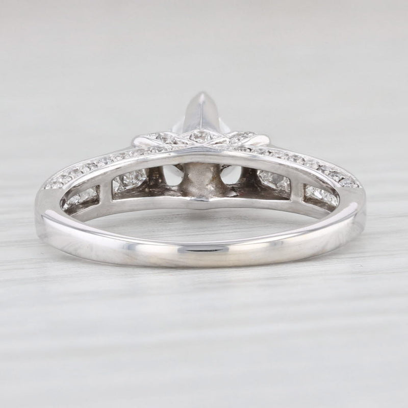 Light Gray 1.12ctw Princess Diamond Engagement Ring 14k White Gold Size 5 Diamond Bridge