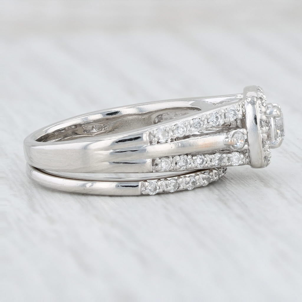 Light Gray 0.83ctw Diamond Halo Engagement Ring Wedding Band 950 Palladium Size 4.5