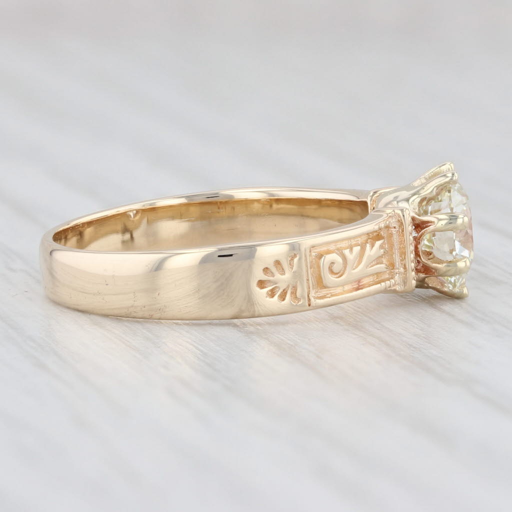 Light Gray 1.07ct Diamond Engagement Ring 14k Yellow Gold VVS1 GIA Round Solitaire Sz 7.25