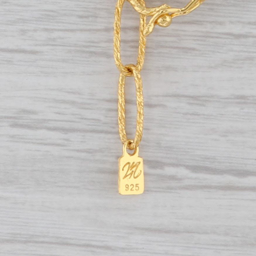 Gray New Nina Nguyen Turquoise Statement Necklace Sterling Gold Vermeil 21.5"