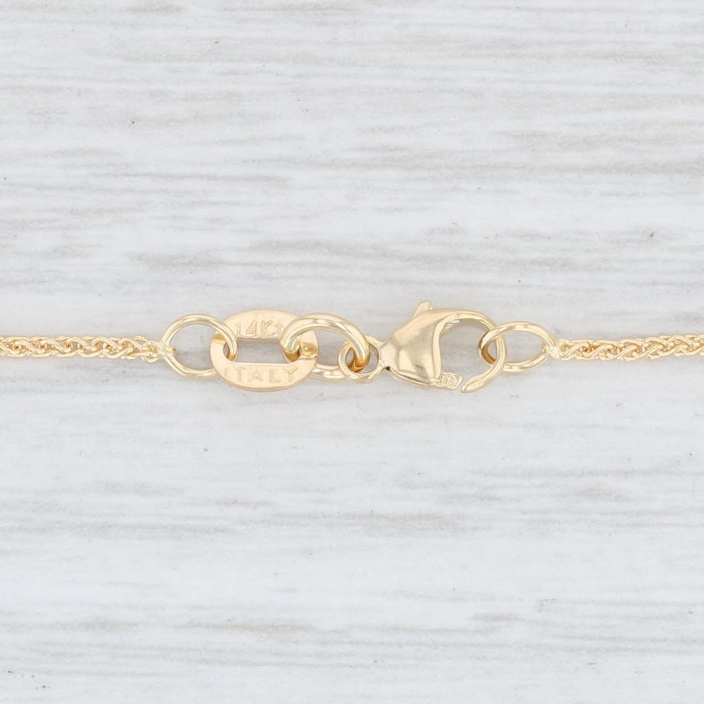 Light Gray New Spiga Wheat Chain Necklace 14k Yellow Gold 18" 0.9mm Italian Lobster Clasp