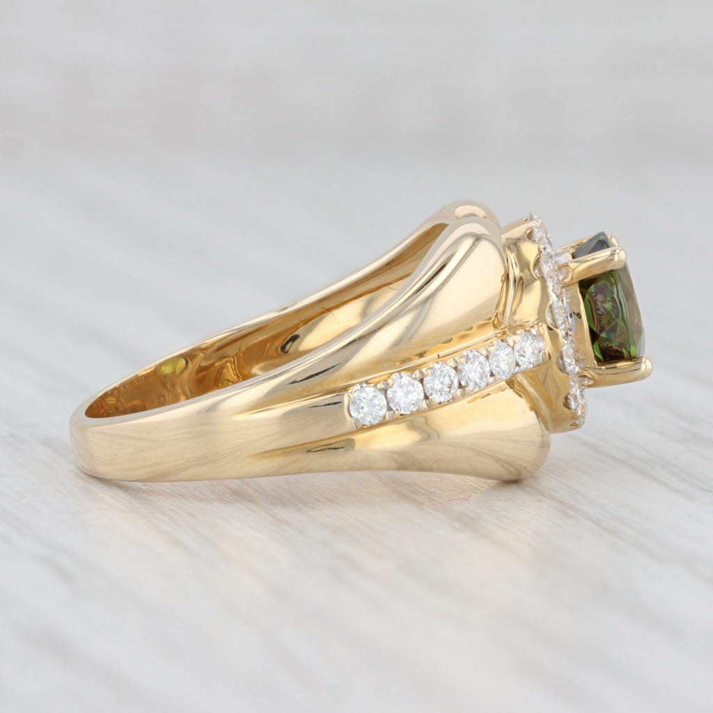 Light Gray New 1.91ctw Green Sphene Diamond Halo Ring 14k Yellow Gold Size 7.5