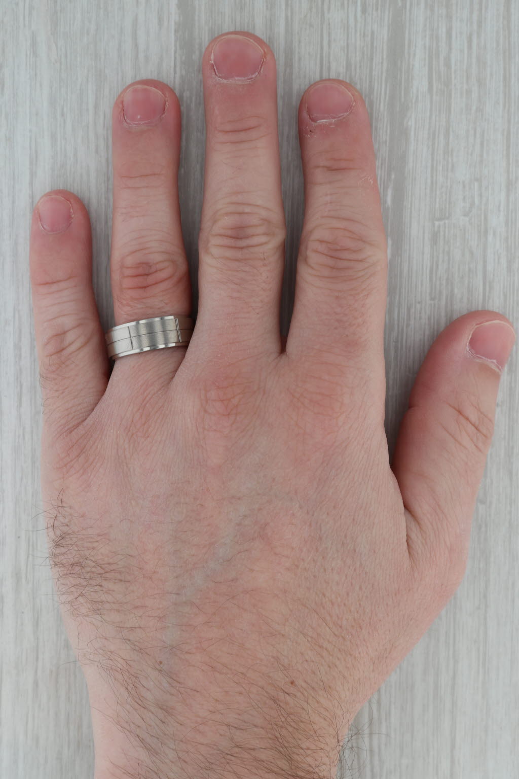 Rosy Brown New Beveled Brushed Titanium Ring Wedding Band Size 9.5