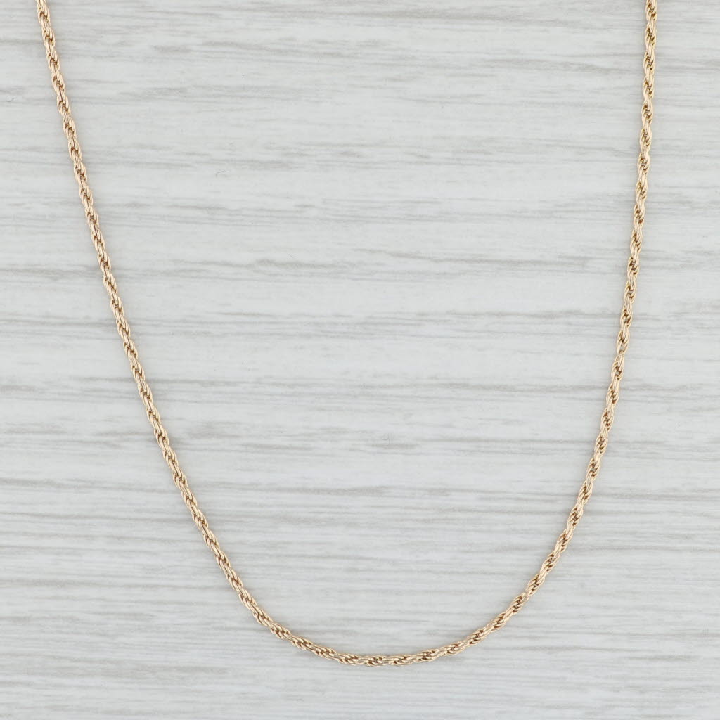 Light Gray 18" 1.3mm Rope Chain Necklace 10k Yellow Gold Lobster Clasp Italian