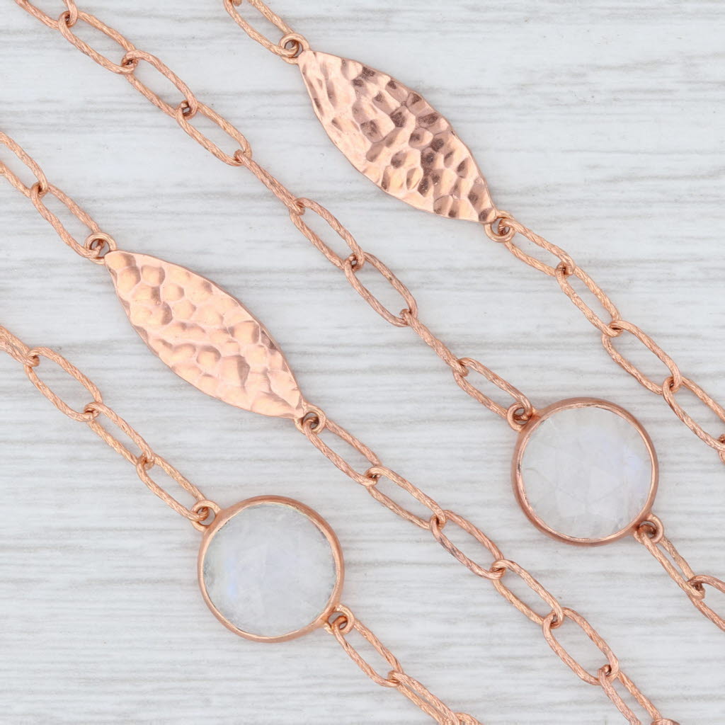 Light Gray New Nina Nguyen Moonstone Station Necklace Sterling Silver Rose Gold Vermeil 36"