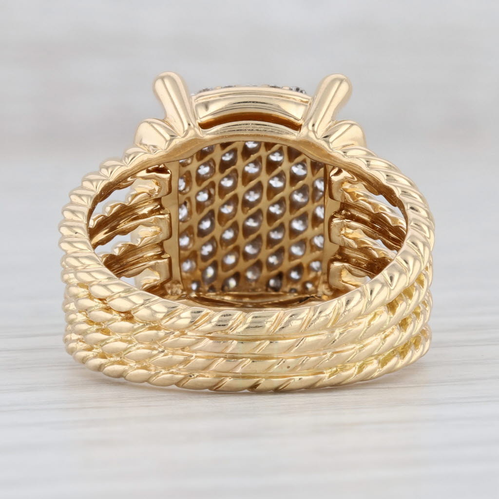 Light Gray David Yurman Wheaton Ring with Pouch 1.13ctw Diamond Cluster 18k Yellow Gold