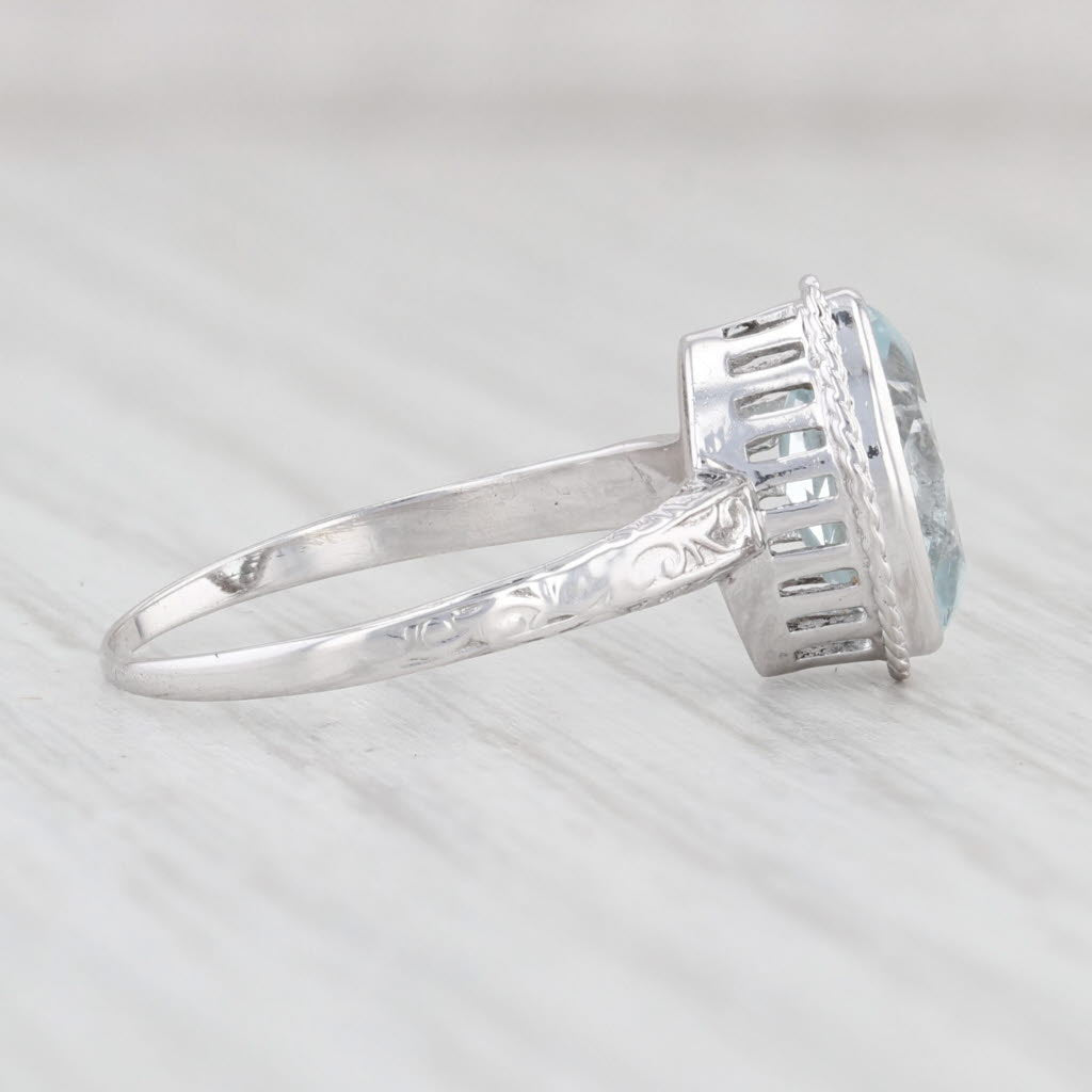 Light Gray 1.30ct Aquamarine Ring 14k White Gold Marquise Solitaire Size 5.25