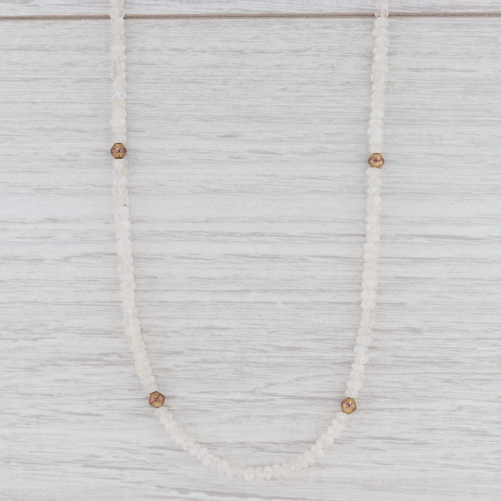 Light Gray New Nina Nguyen Moonstone Bead Necklace Sterling Gold Vermeil Adjustable 38.5"
