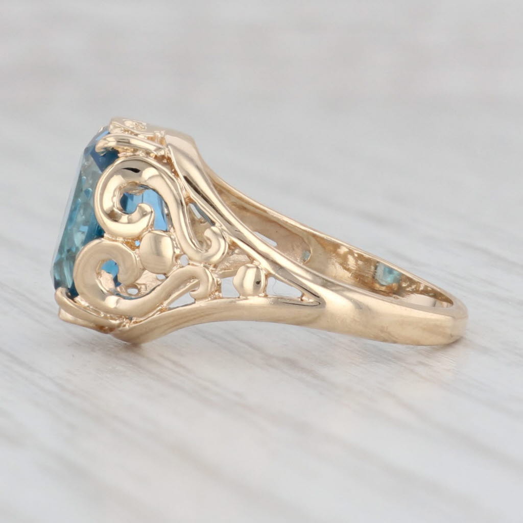 Light Gray Kabana 3.25ct Oval London Blue Topaz Solitaire Ring 14k Yellow Gold Size 5.25