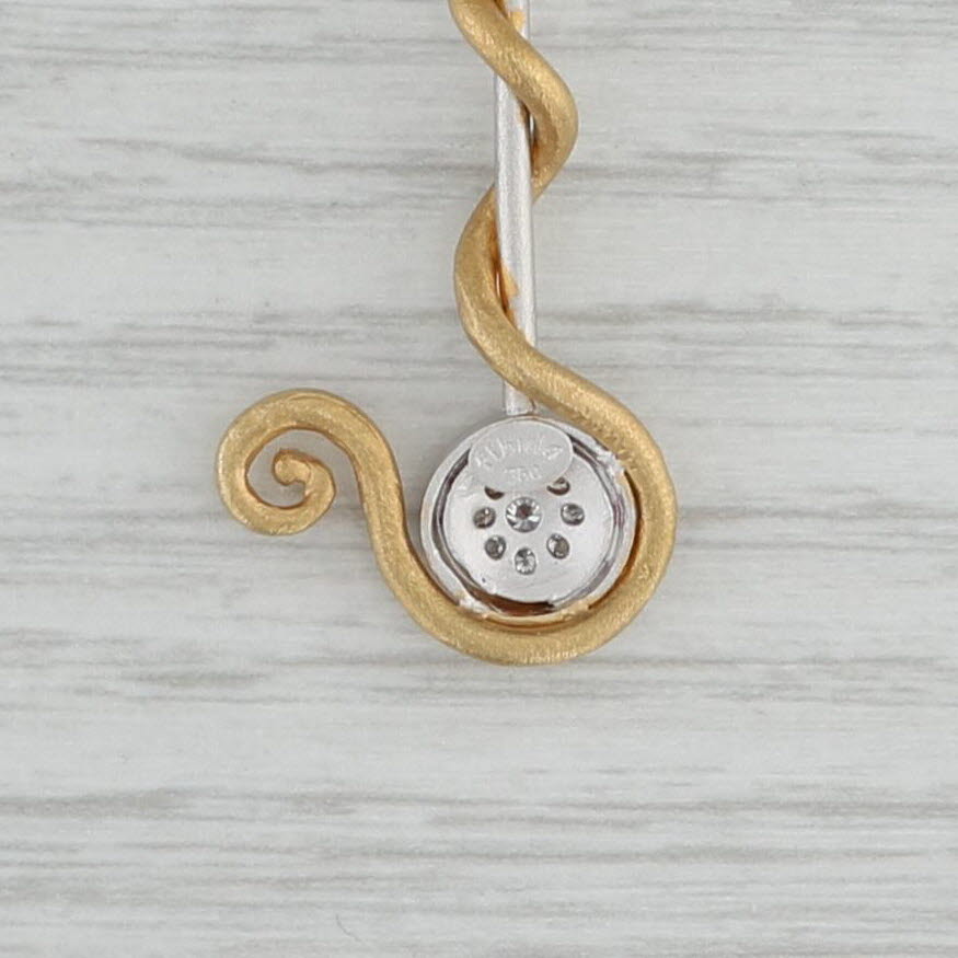 Gray Fibula Pendant Diamond 18k Yellow White Gold Abstract Wrap Drop Statement