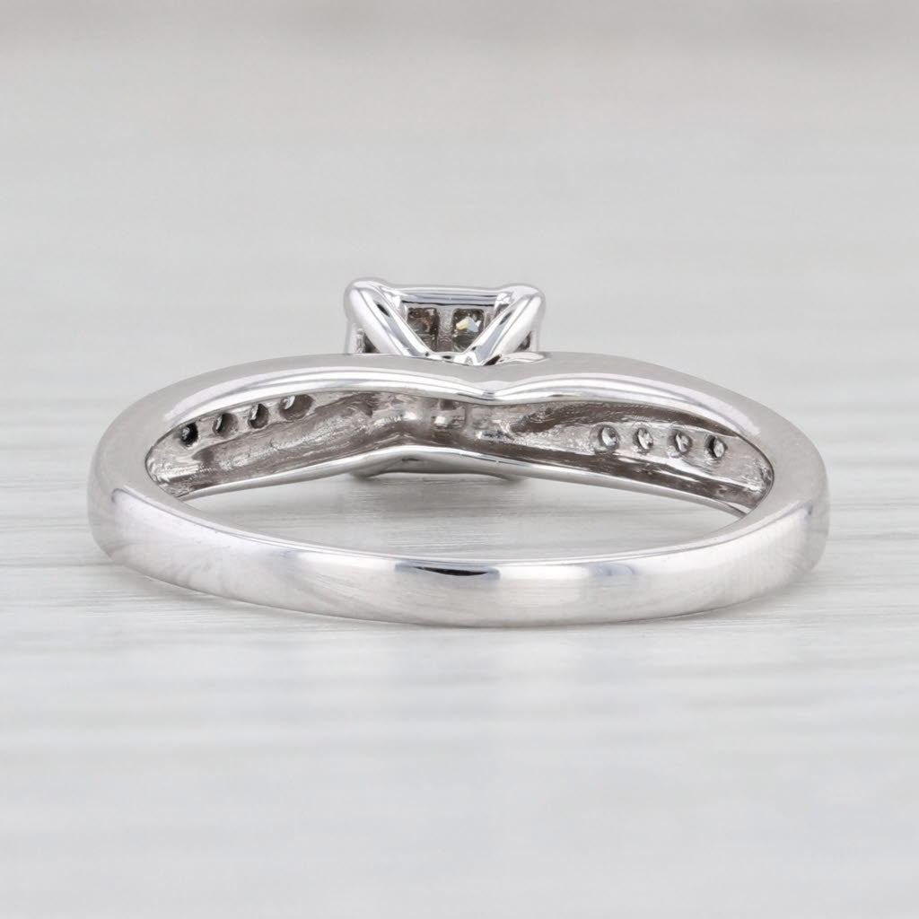 Light Gray 0.38ctw Princess Diamond Engagement Ring 10k White Gold Size 7.5