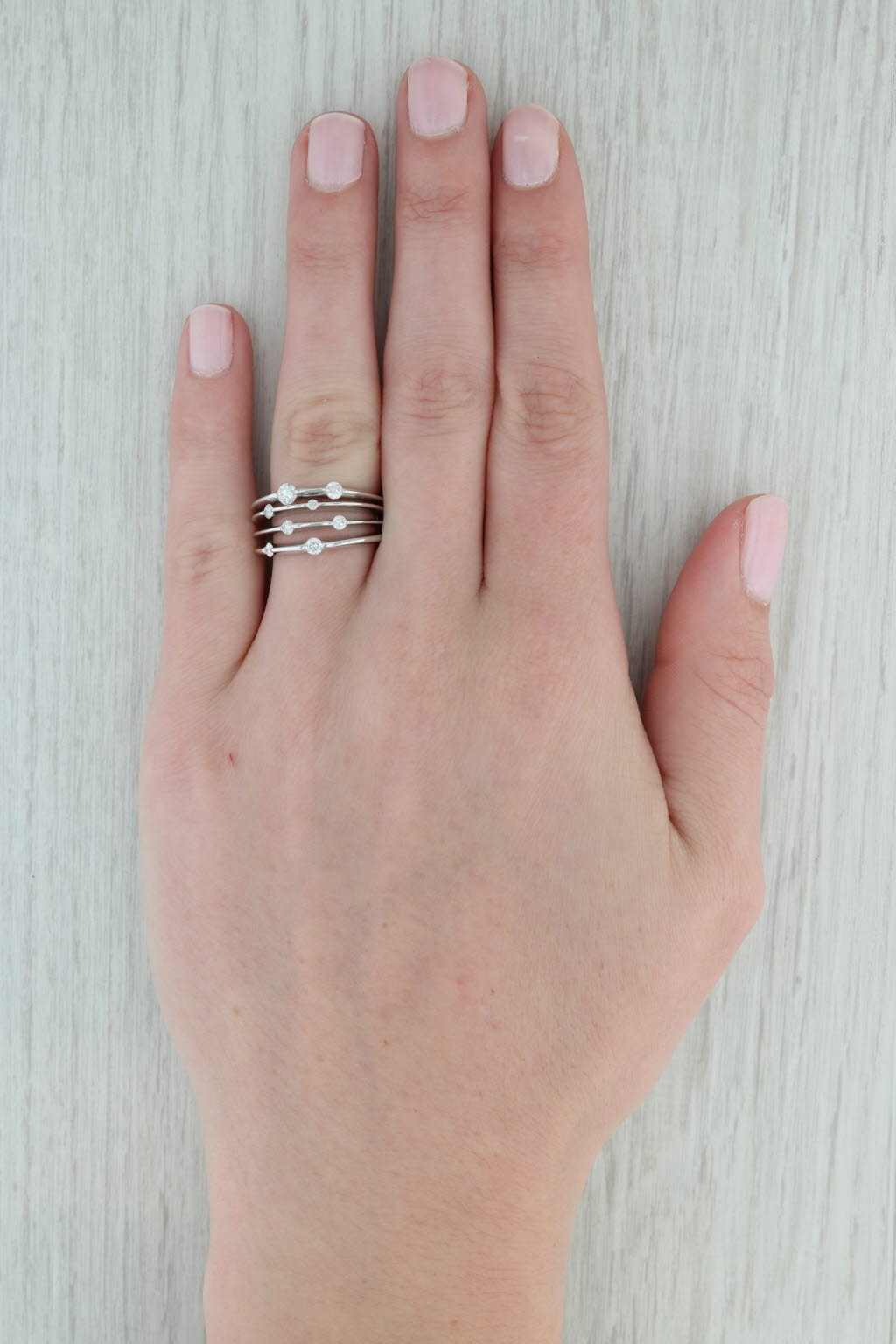 Gray 0.46ctw Diamond Orbit Ring 14k White Gold Cocktail Size 7 Multi-Band