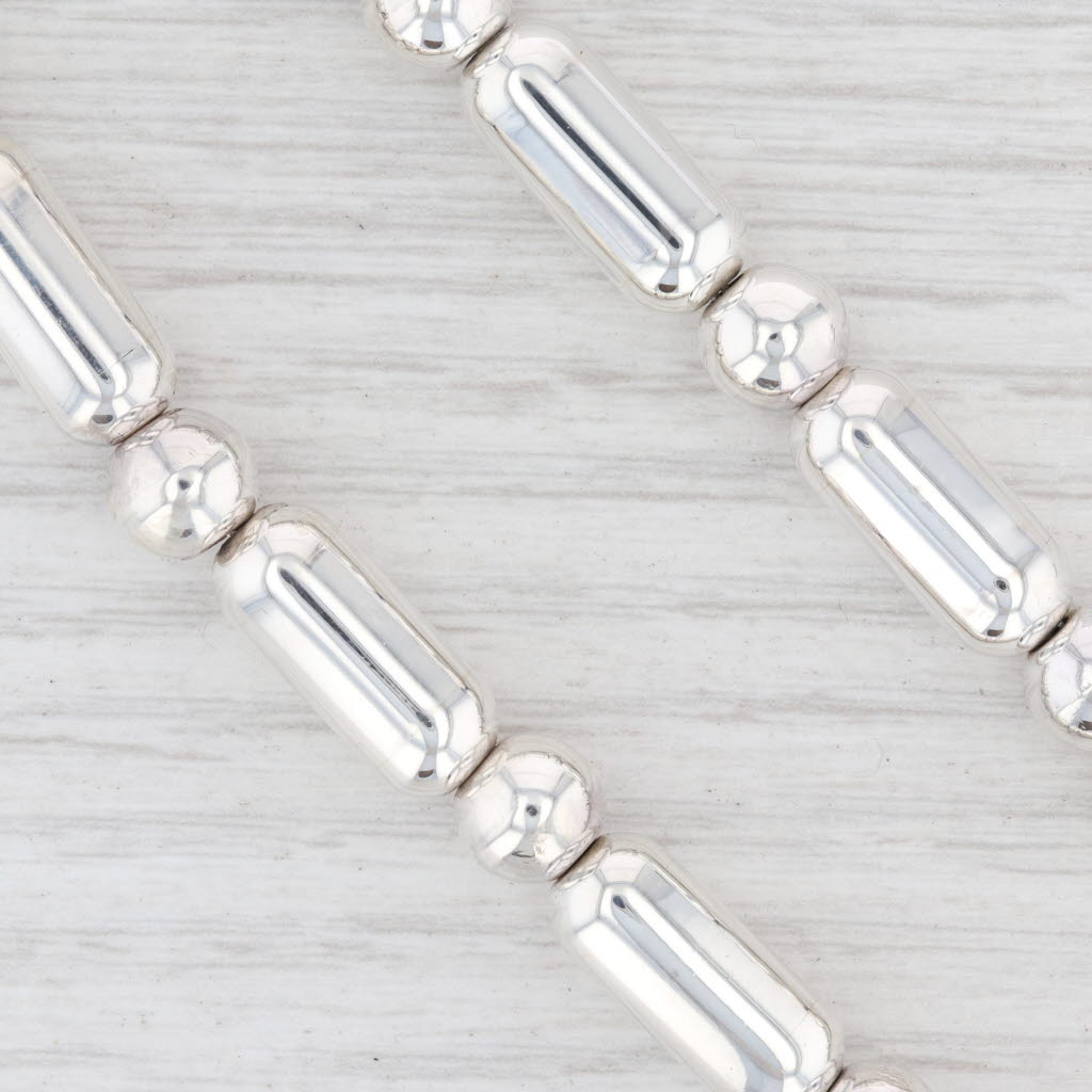 Light Gray New Bead Statement Necklace Pendant Sterling Silver 17.5" 8.3mm