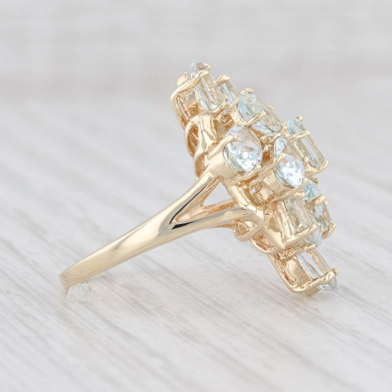 Light Gray 4.25ctw Aquamarine Cluster Ring 10k Yellow Gold Size 6.25 March Birthstone