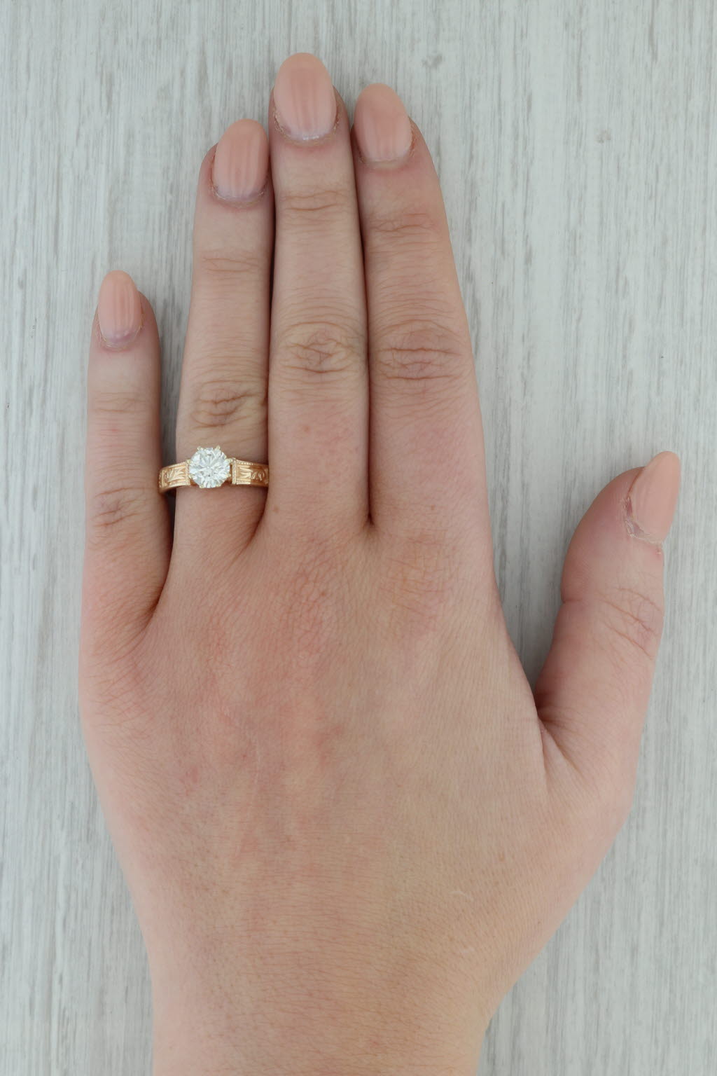 Dark Gray 1.07ct Diamond Engagement Ring 14k Yellow Gold VVS1 GIA Round Solitaire Sz 7.25