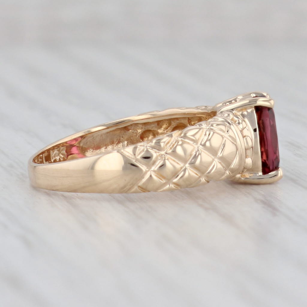 Light Gray 1.256ct Rubellite Tourmaline Oval Solitaire Ring 14k Yellow Gold Size 8