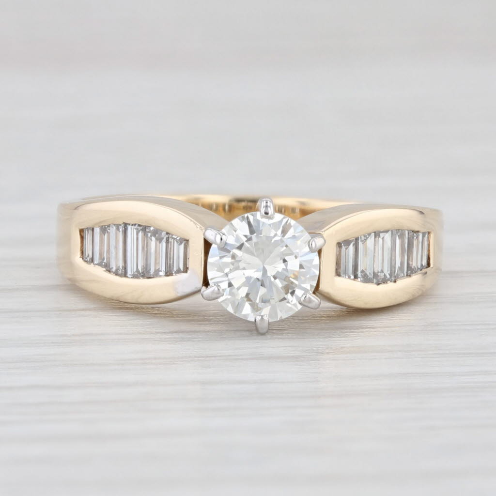Light Gray 1.09ctw Round Diamond Engagement Ring 14k Yellow Gold Size 6.5