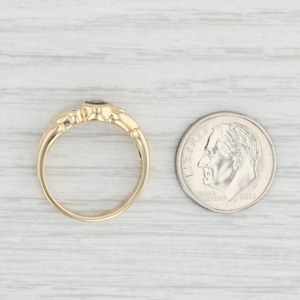 Light Gray 0.40ctw Oval Blue Sapphire Diamond Ring 18k Yellow Gold Size 6.5 Stackable