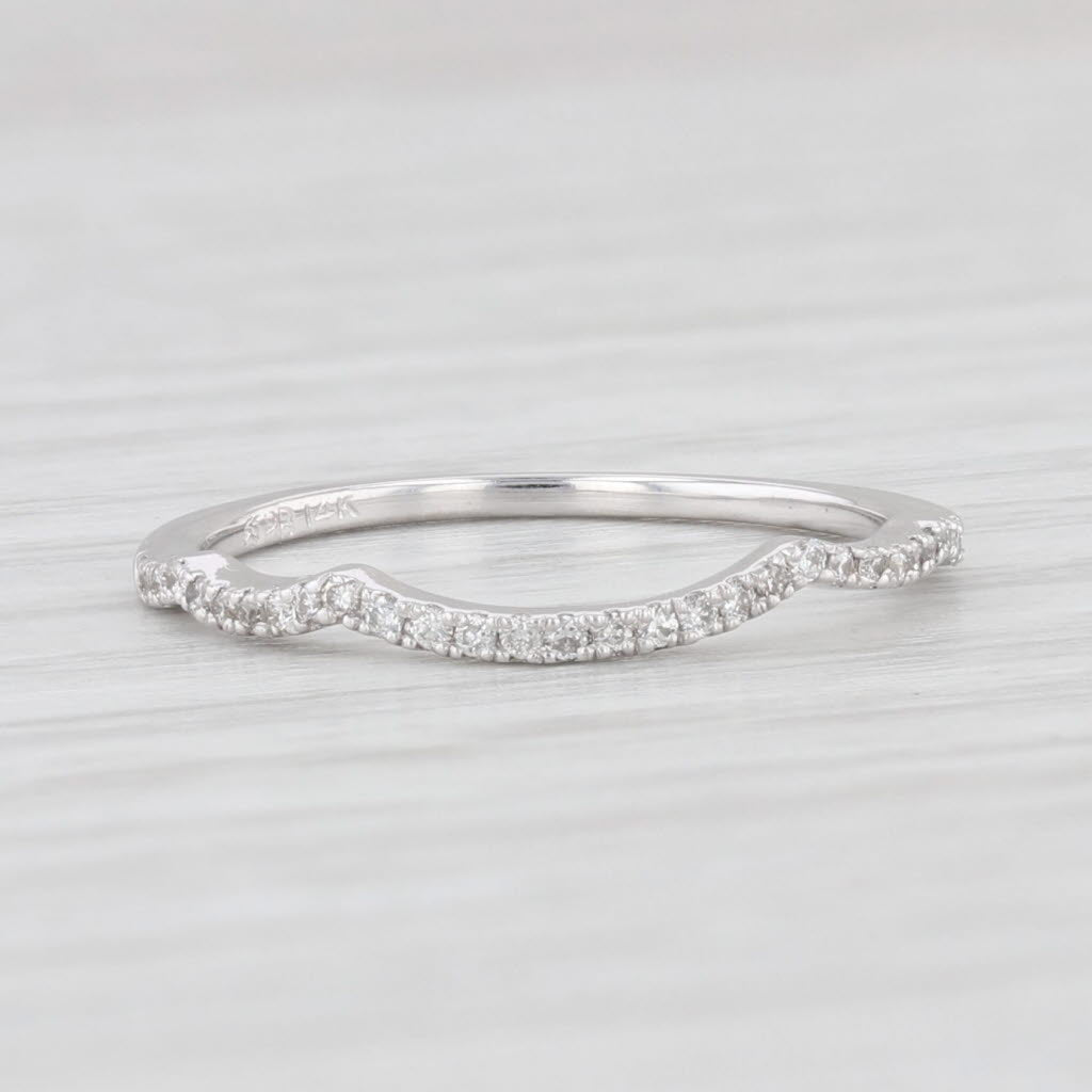 Light Gray Diamond Wedding Band Contoured Guard 14k White Gold Size 6 Ring