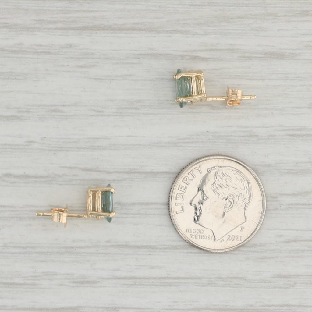 Light Gray New 2.20ctw Oval Sapphire Stud Earrings 14k Yellow Gold September Birthstone