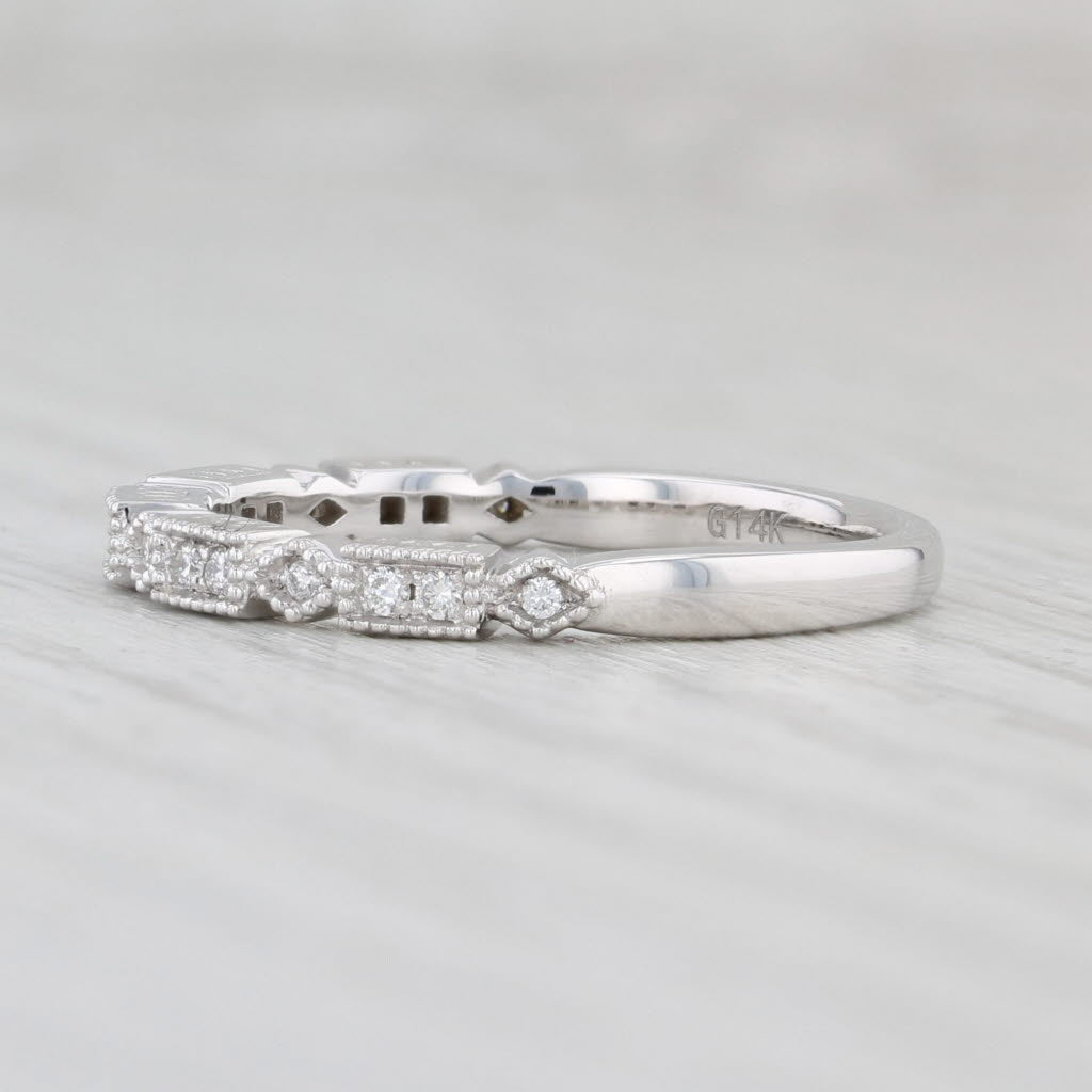 Light Gray New 0.10ctw Diamond Ring 14k White Gold Size 6.5 Stackable Wedding Band