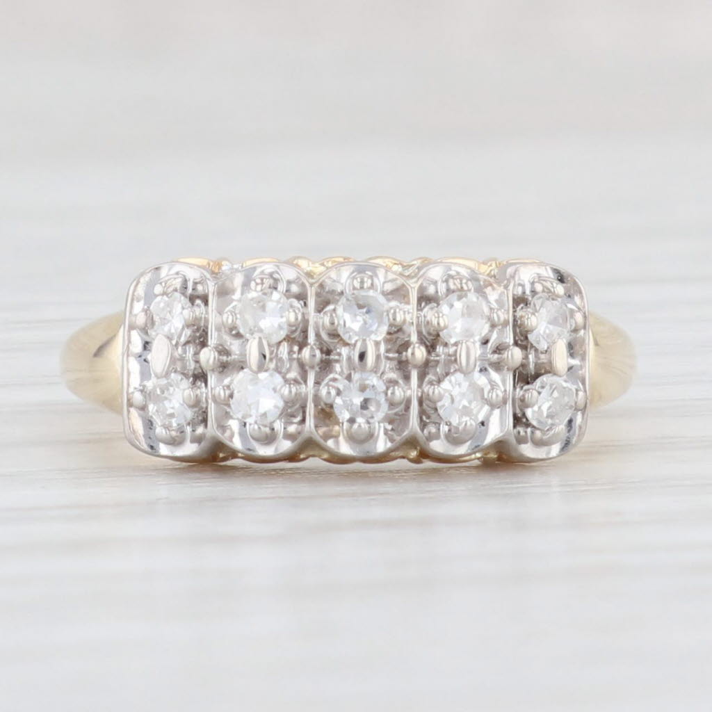 Light Gray Vintage 0.23ctw Diamond Ring 14k Yellow Gold Size 4.5 Anniversary