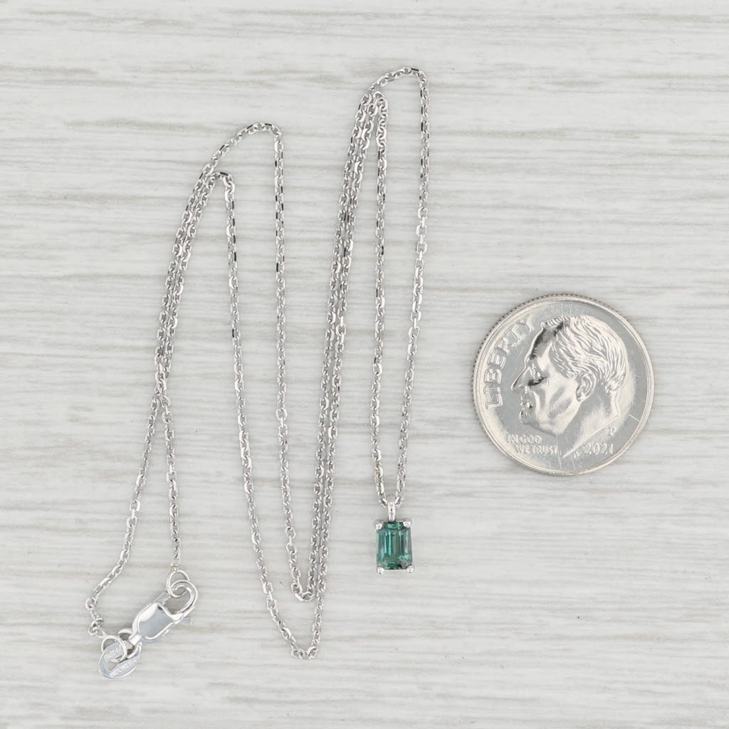 Light Gray New Custom 0.36ct Green Alexandrite Pendant Necklace 14k White Gold 16"