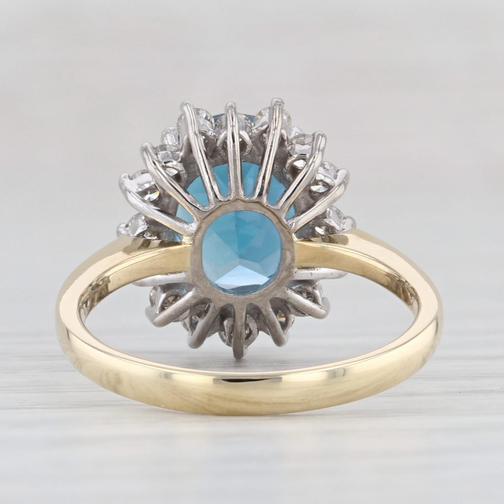 Light Gray 4.23ctw London Blue Topaz Diamond Halo Ring 14k Yellow Gold Size 6.25