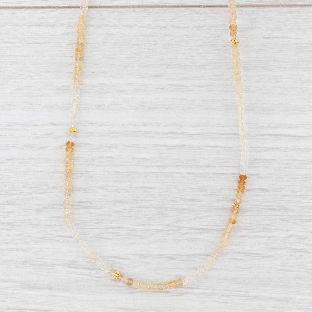 Light Gray New Nina Nguyen Citrine Quartz Bead Necklace Sterling Gold Vermeil Adjustable