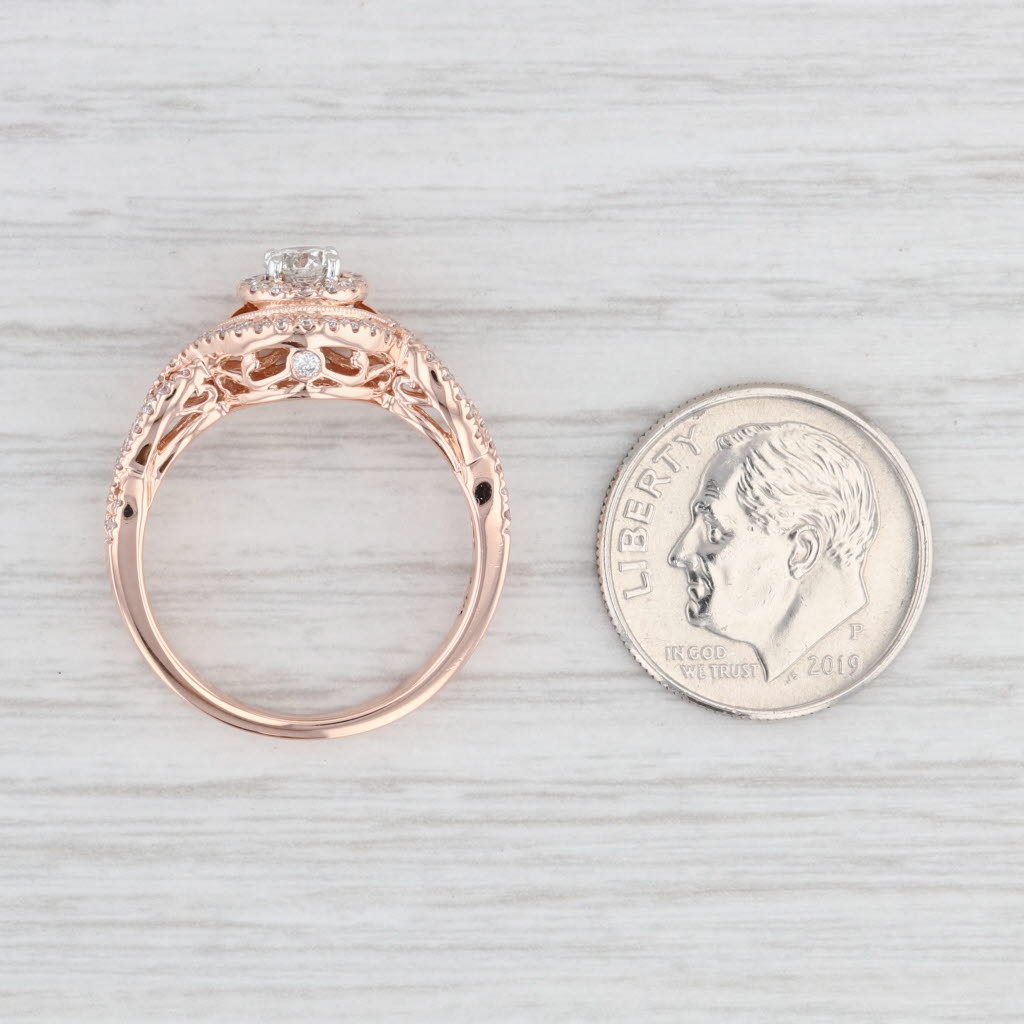 Light Gray 0.45ctw Round Diamond Halo Engagement Ring 14k Rose Gold Size 7