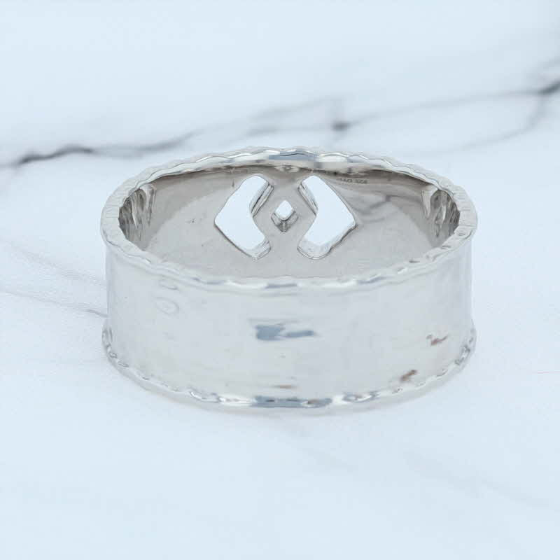 Lavender New Diamond Cutout Wide Ring Sterling Silver Size 6.75 Interlocking Band