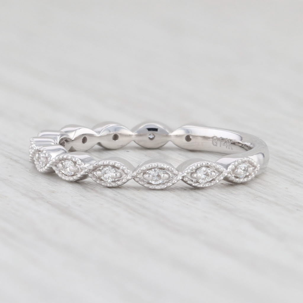 Light Gray New 0.12ctw Diamond Ring 14k White Gold Size 5.75 Stackable Wedding Band