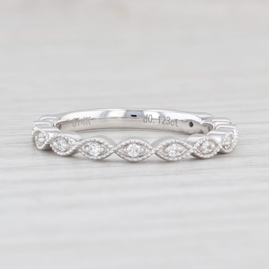 Light Gray New 0.12ctw Diamond Ring 14k White Gold Size 5.75 Stackable Wedding Band