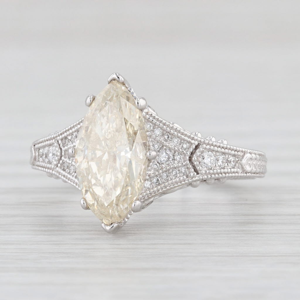 Light Gray New 2.23ctw Diamond Marquise Solitaire Engagement Ring 14k White Gold Size 6.5