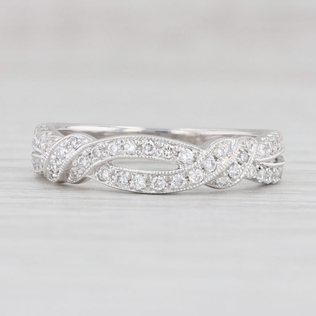 Light Gray Kirk Kara 0.20ctw Diamond Woven Ring 18k Gold Size 6.5 Wedding Band Stackable