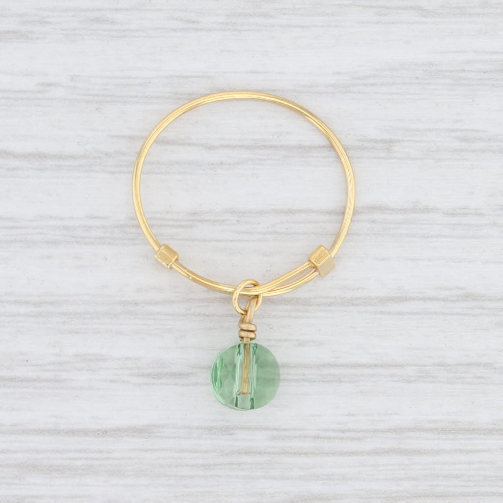 Light Gray New Alex and Ani Sprout Ring Green Swarovski Crystal Gold Toned Sterling Silver