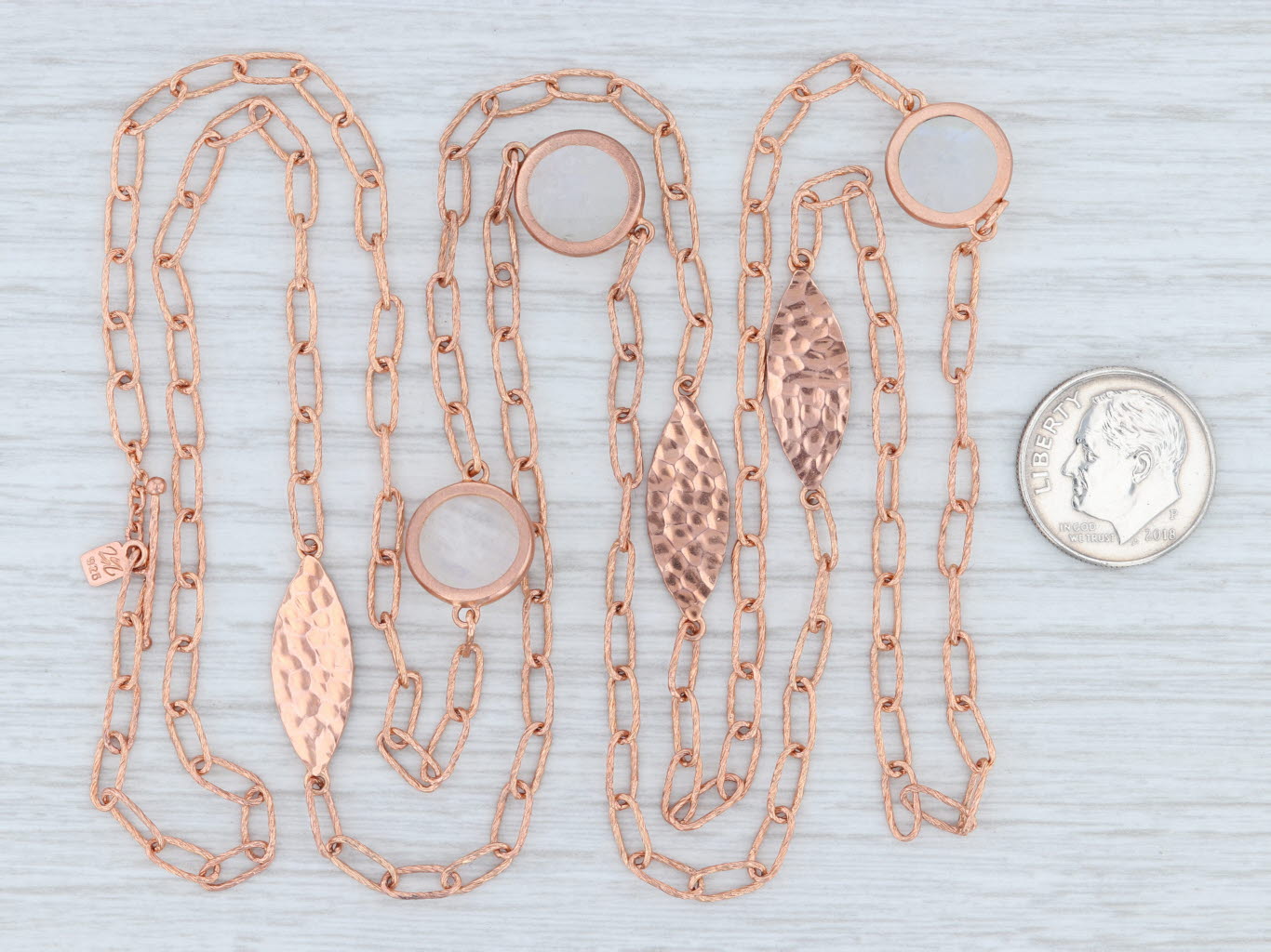 Light Gray New Nina Nguyen Moonstone Station Necklace Sterling Silver Rose Gold Vermeil 36"