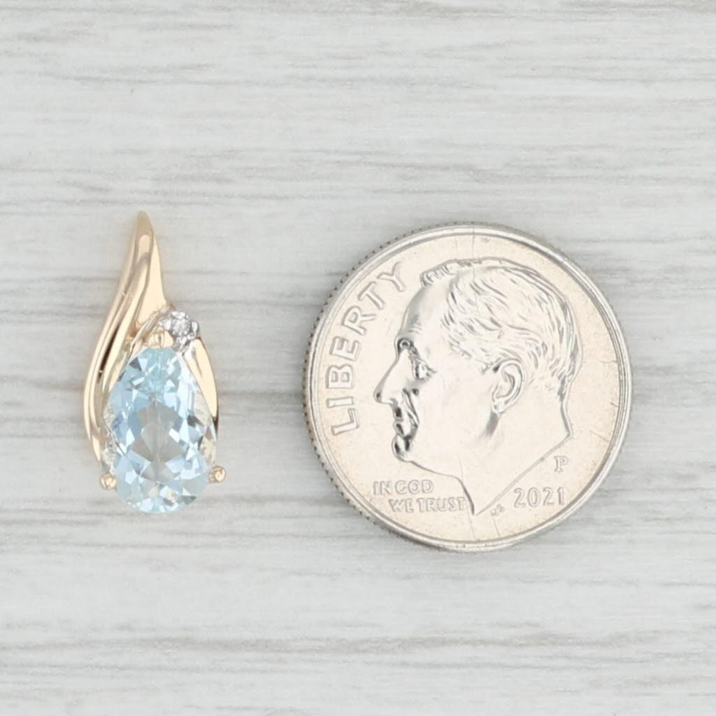 Light Gray 1.25ct Pear Aquamarine Pendant 14k Yellow Gold Teardrop Diamond Accent