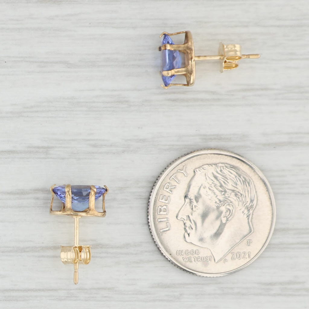 Light Gray 1.64ctw Oval Tanzanite Solitaire Stud Earrings 14k Gold December Birthstone