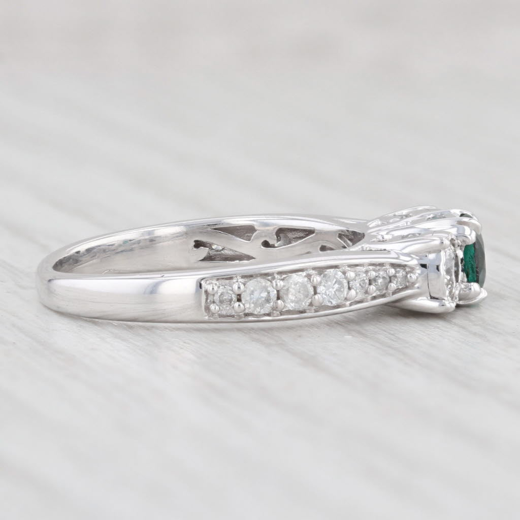 Light Gray Garnet Green Glass Doublet Ring 14k White Gold Size 7 Engagement