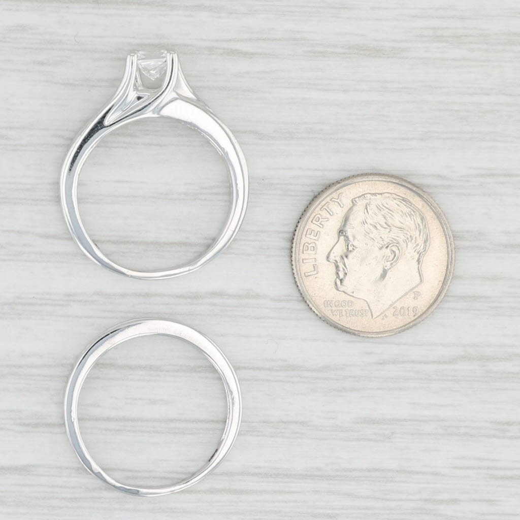 Light Gray 1.21ctw Princess Diamond Engagement Ring Wedding Band Bridal Set 14k White Gold