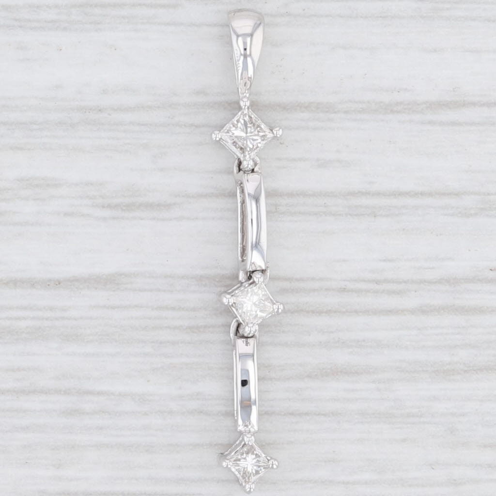 Light Gray New 0.24ctw Diamond Journey Pendant 14k White Gold 3-Stone Princess Brilliant