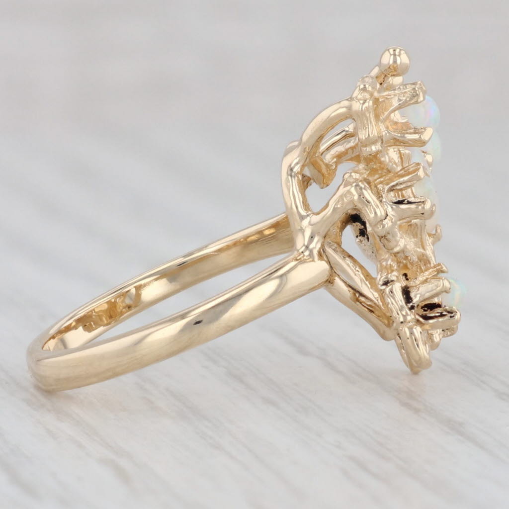 Gray Opal Butterfly Ring 14k Yellow Gold Size 7 Cocktail Bug Insect Jewelry