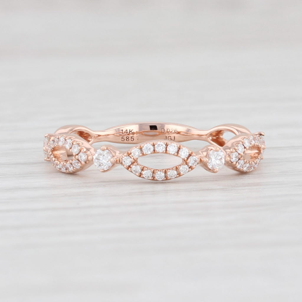 Light Gray New 0.26ctw Diamond Band 14k Rose Gold Size 6.75 Stackable Wedding Ring