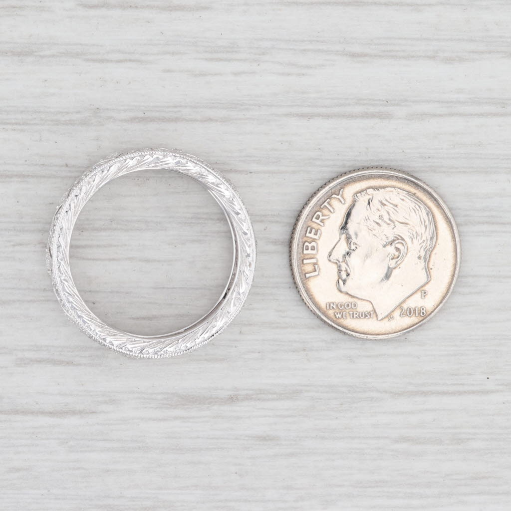 Light Gray New Scalloped Diamond Band 14k White Gold Size 6.5 Ring Wedding Stackable